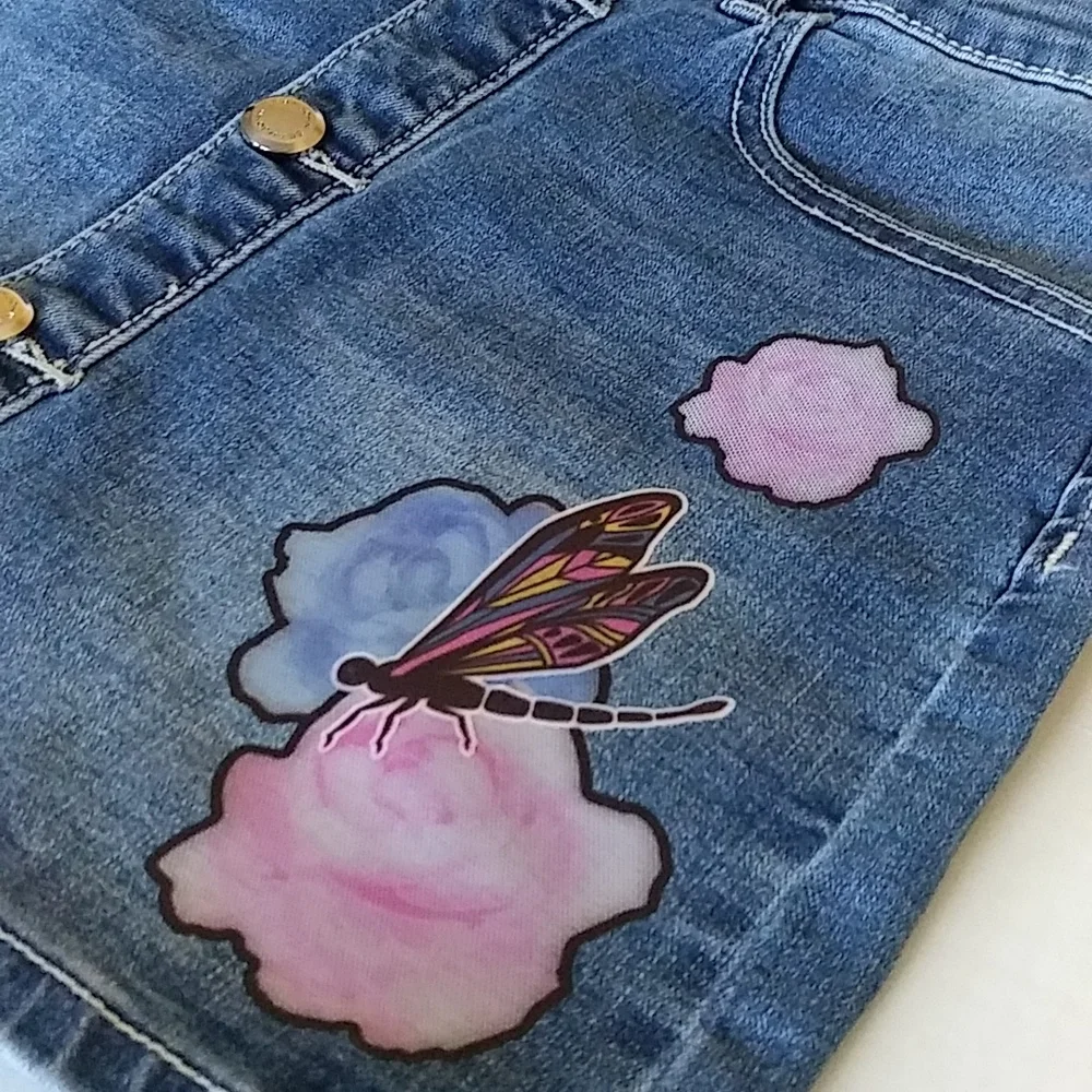 Denim Mini Jean Skirt Button Front Sz 10